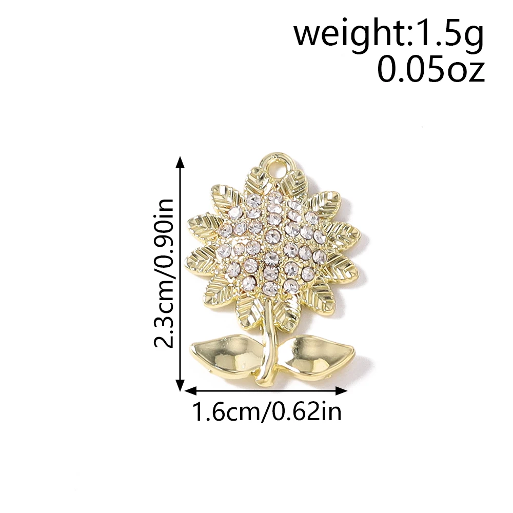 5 Stück Perlen-Strasssteine, Sonnenblumen-Charms, Anhänger für Schmuckherstellung, Halskette, Ohrringe, Armband, DIY-Zubehör, Zubehör