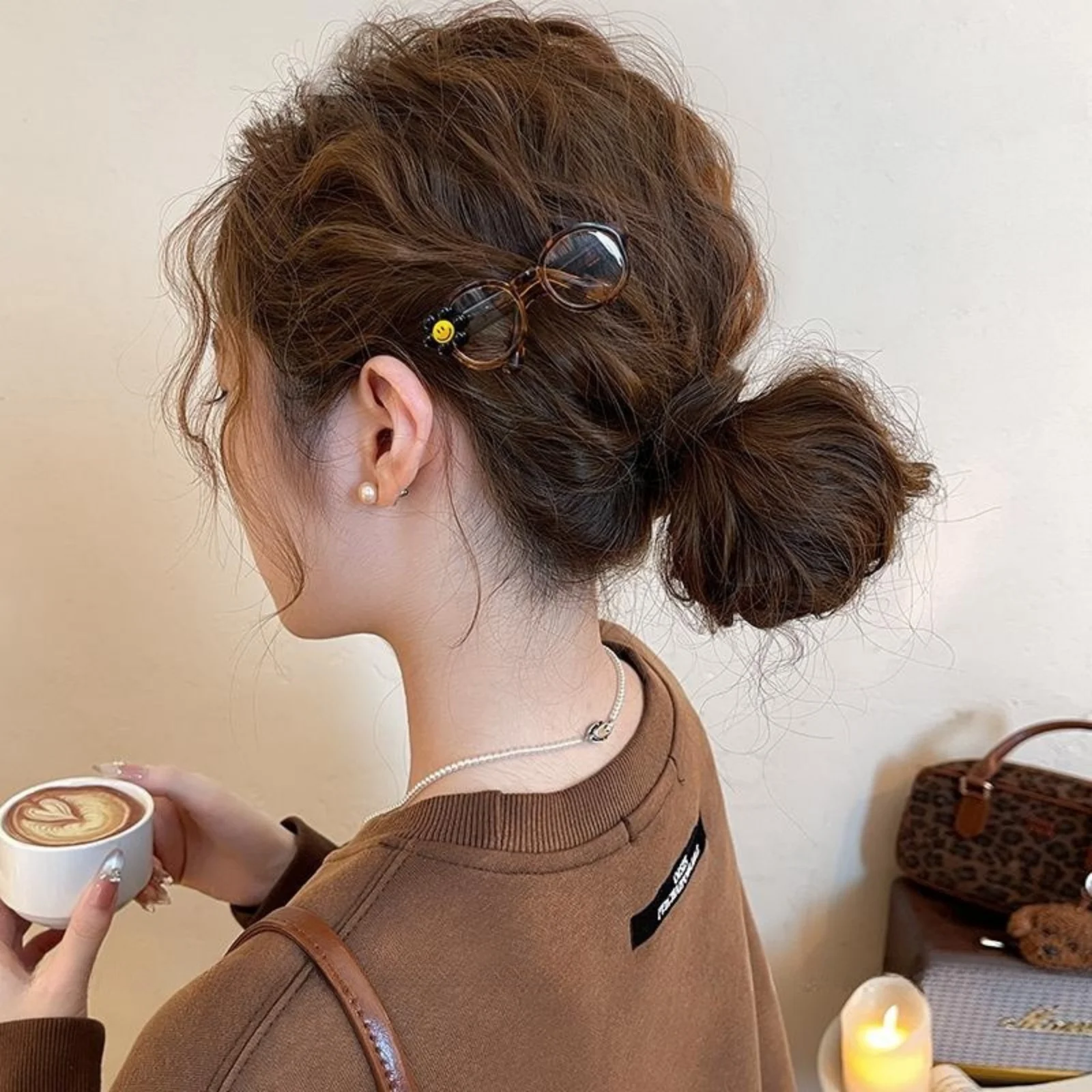 1PC  Cute Mini Glasses Hair Clips with Smile Face, Trendy Hair Accessories for Women, Unique Hair Decor