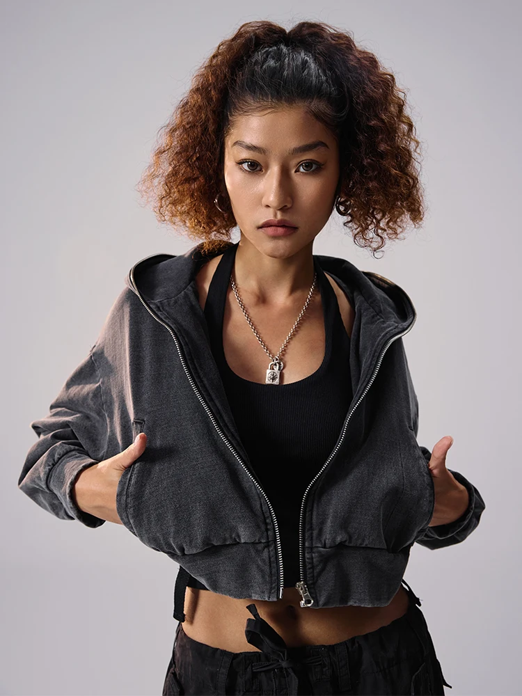 

Remedy 2024 New American Retro Waed Denim Jaet ort Hooded Bapa Women's Faion Brand Outerwear Autumn Collection