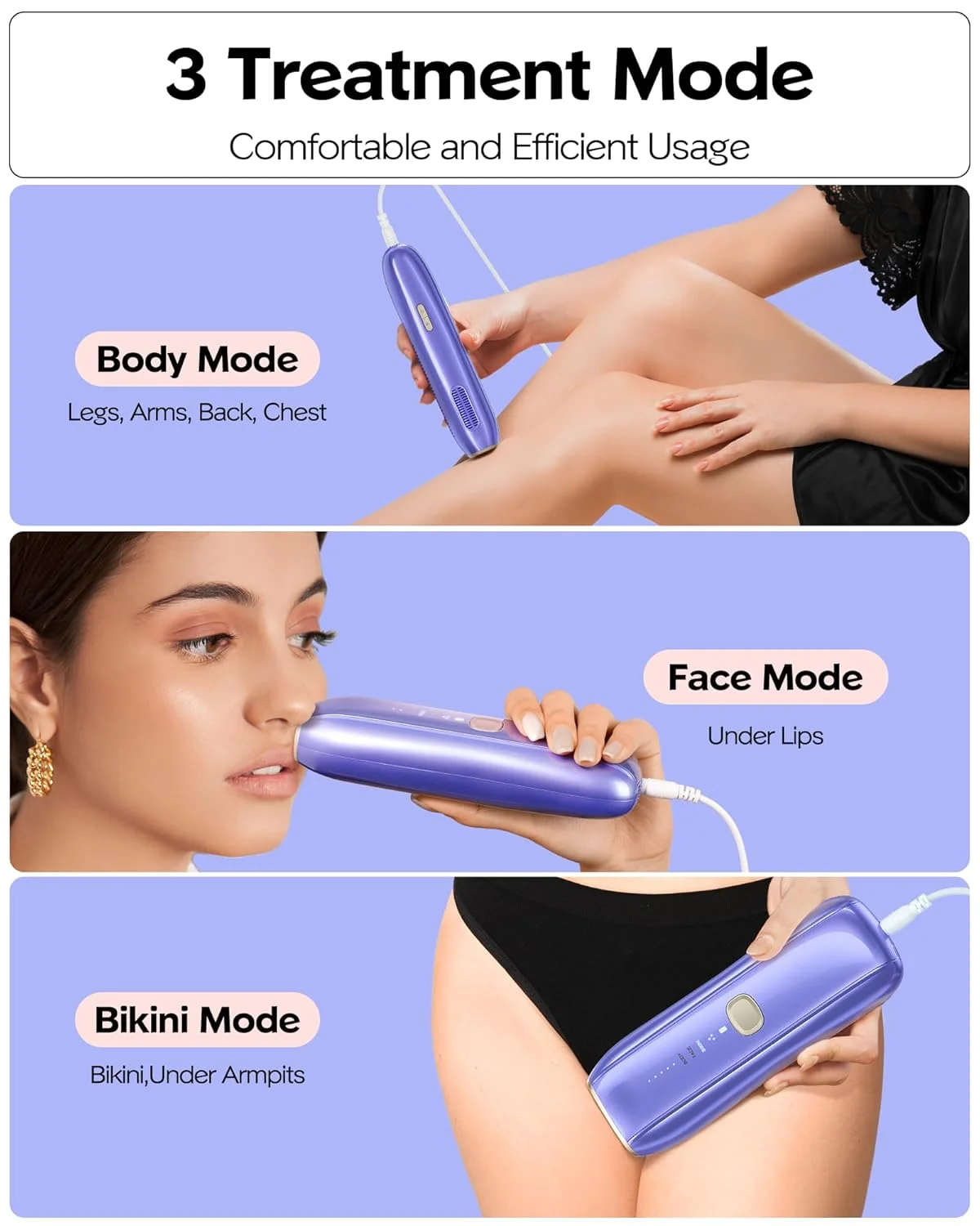 إزالة الشعر بالليزر من زيكا للنساء والرجال، إزالة شعر IPL مع نظام تبريد الثلج لنتائج غير مؤلمة وثابتة، الإبطين والساقين والذراعين ثنائية