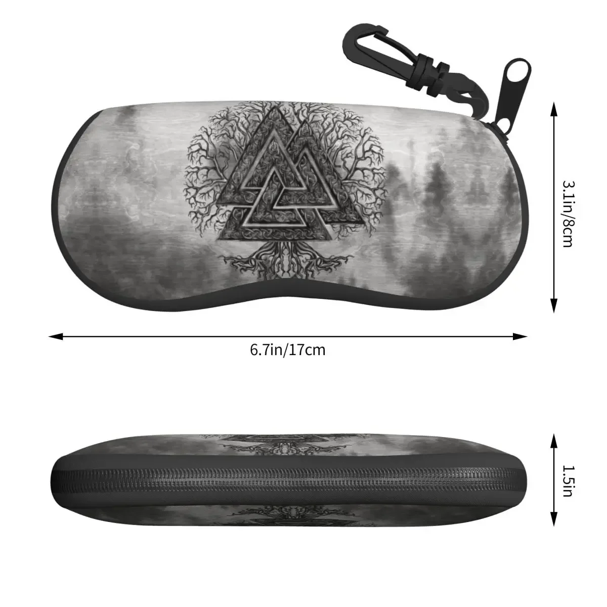 Valknut And Tree Of Life Yggdrasil estuche para gafas de sol, estuche de neopreno con cremallera, carcasa nórdica vikinga, caja protectora para gafas