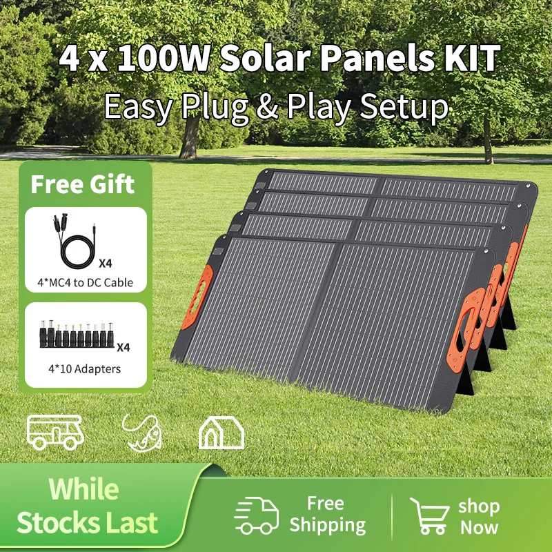مجموعات الألواح الشمسية القابلة للطي 100 وات 200 وات 400 وات |   حل الطاقة الخاص بك خارج الشبكة للتخييم وحياة فان |   كفاءة عالية 80%