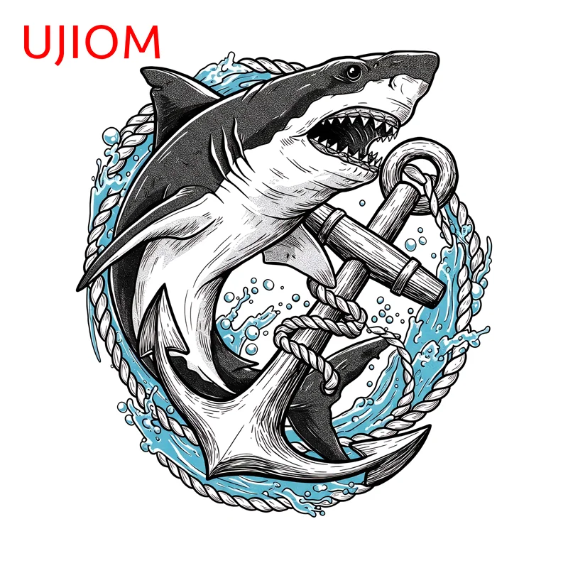 UJIOM Shark Anchor Rotundity Picture Wall Sticker Popular Creative Chic Waterproof Decal Edgy Suitable For Game Room Decor