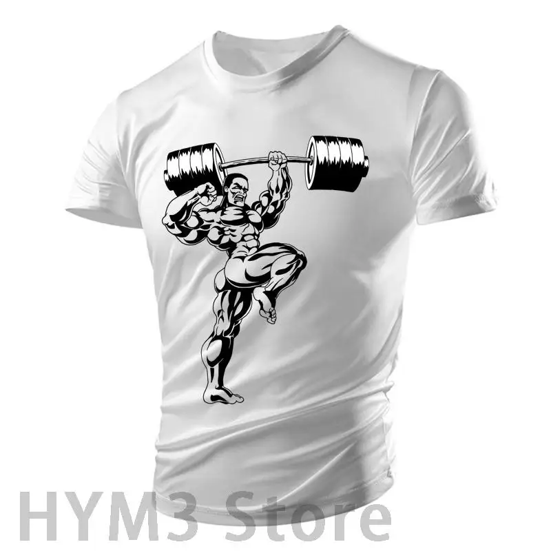 New Muscular Male Weightlifter 3d Printing Men\'s Street T-shirt Tough Guy Gym Running Breathable Light Sports Summer Top