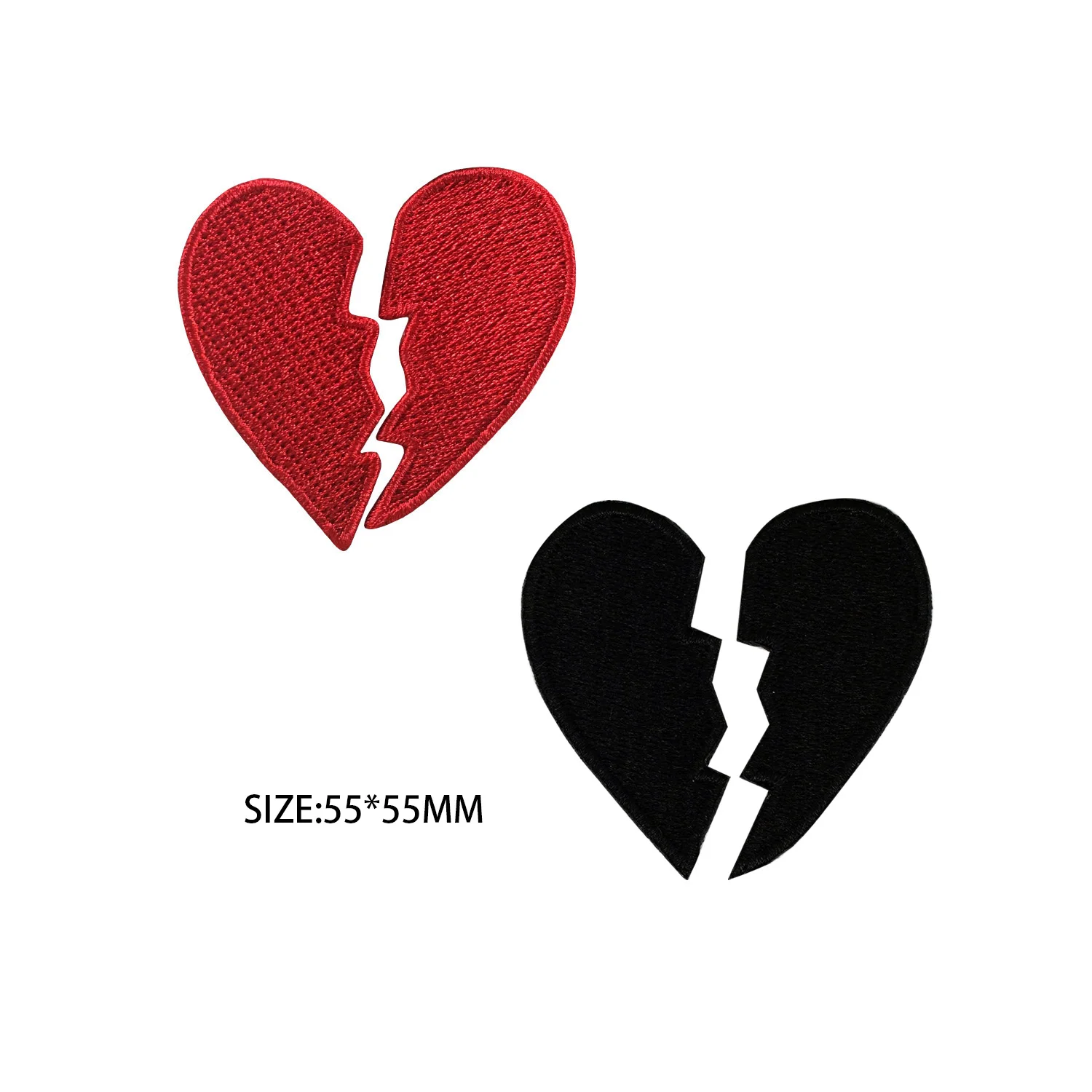 Broken Heart Patch Black Red patch Embroidery Patch Iron On Patches Funny patch On Clothes Embroidered Ironing Sticker