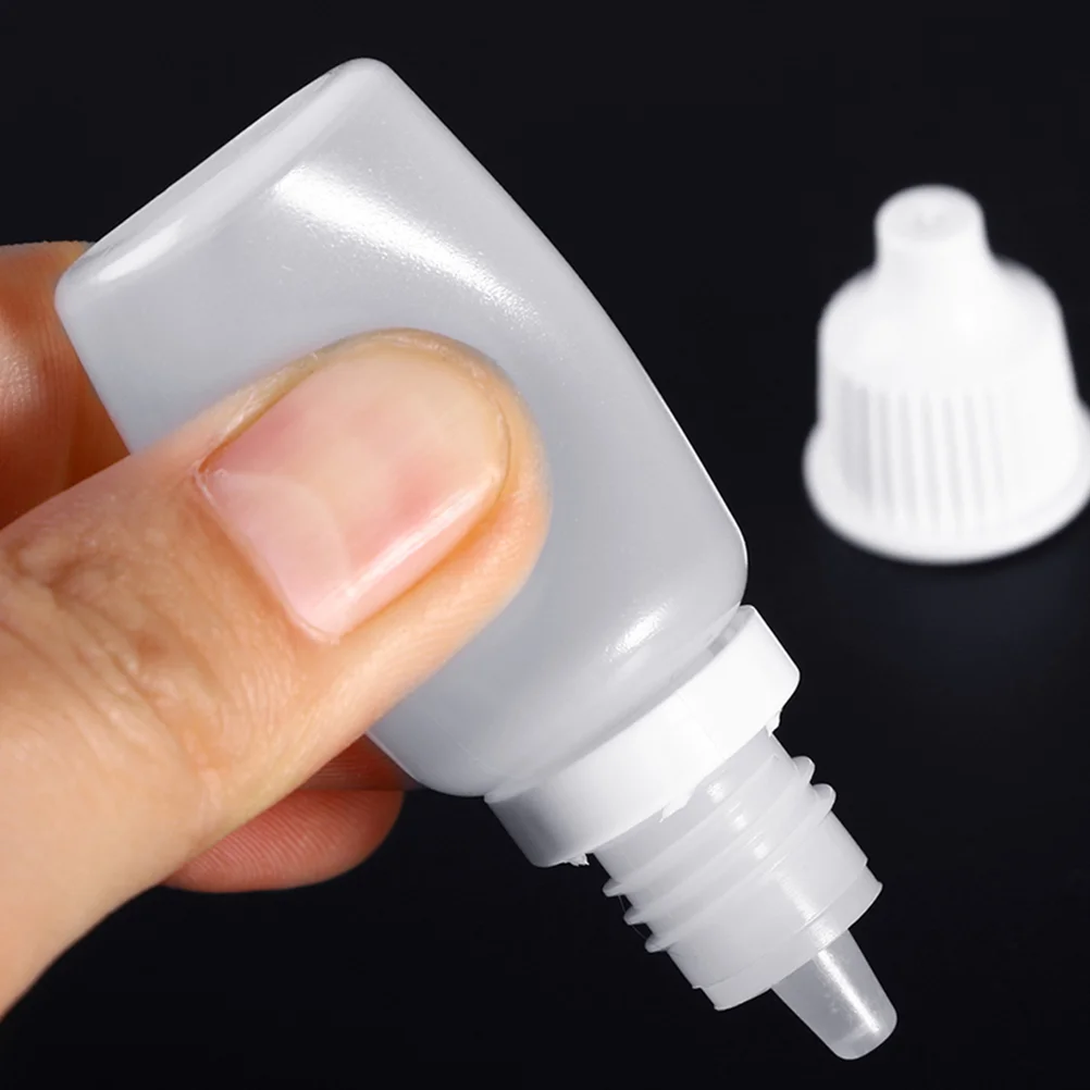 60 Pcs 10ml Eye Drop Bottles Plastic Dropper Containers Refillable Clear Body Travel Solvent Oil Essence Dispenser