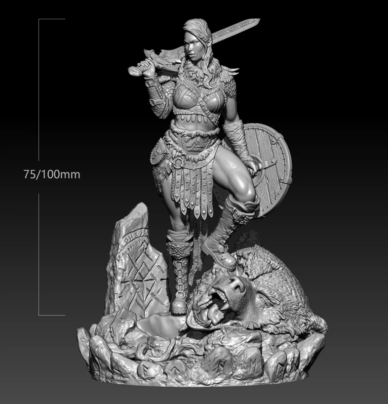 

1/24 75mm 1/18 100mm Resin Model Queen Warrior Figure Sculpture Unpaint No Color RW-648