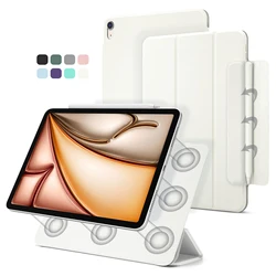 For iPad Pro 13 11 Case M5 2025 A16 11th 2026 For iPad Air 13 11 M2 6th Gen Powerful Magnetic Attachment Slim Trifold Stand Case