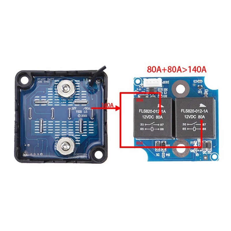 JAUA AUTO PARTS 12V 140A Voltage Sensitive Relay Dual Battery System Digital Display VSR Split Charge For Car RV Yacht Isolator