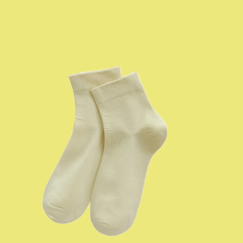 2/5 Pairs Summer Solid Color Autumn And Winter Boneless Short Tube Confinement Socks Mid-tube White Pure Cotton Women's Socks