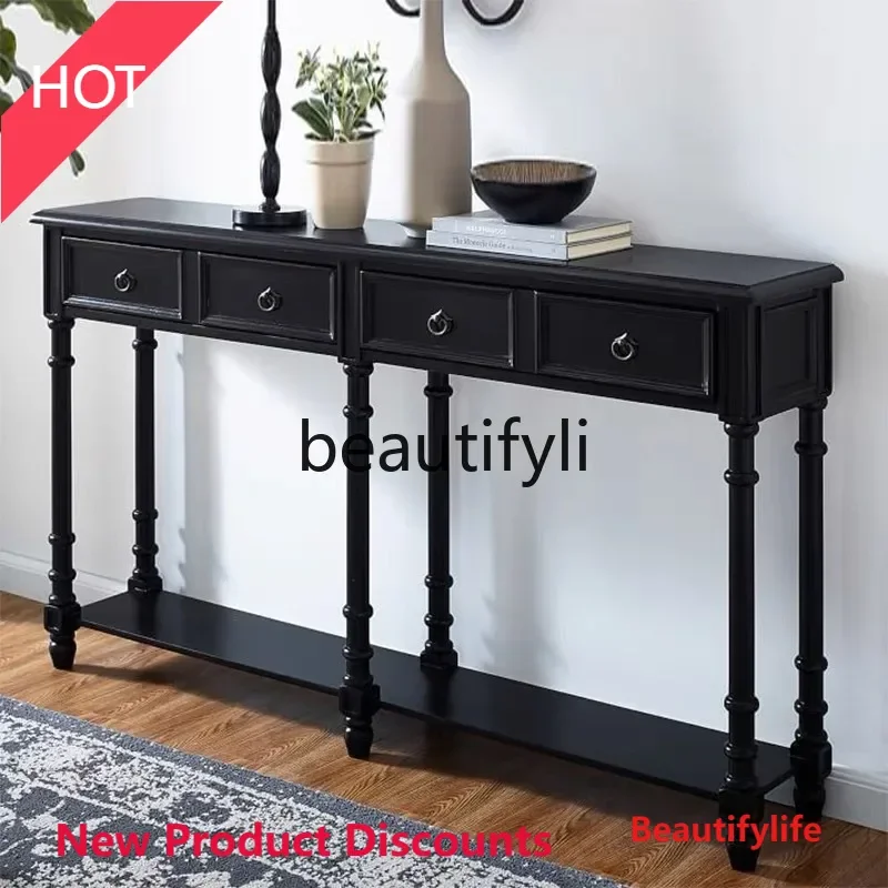

X188 American Style Solid Wood Entryway Table French Retro Small Apartment Entryway Partition Sofa Background Solid Wood Cabinet