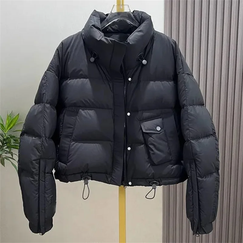 2024 New Winter Coat Thicken Down Cotton Puffer Jacket Petite Cropped Women Stand Collar Parkas Jacket Waterproof Snow Wear Outw