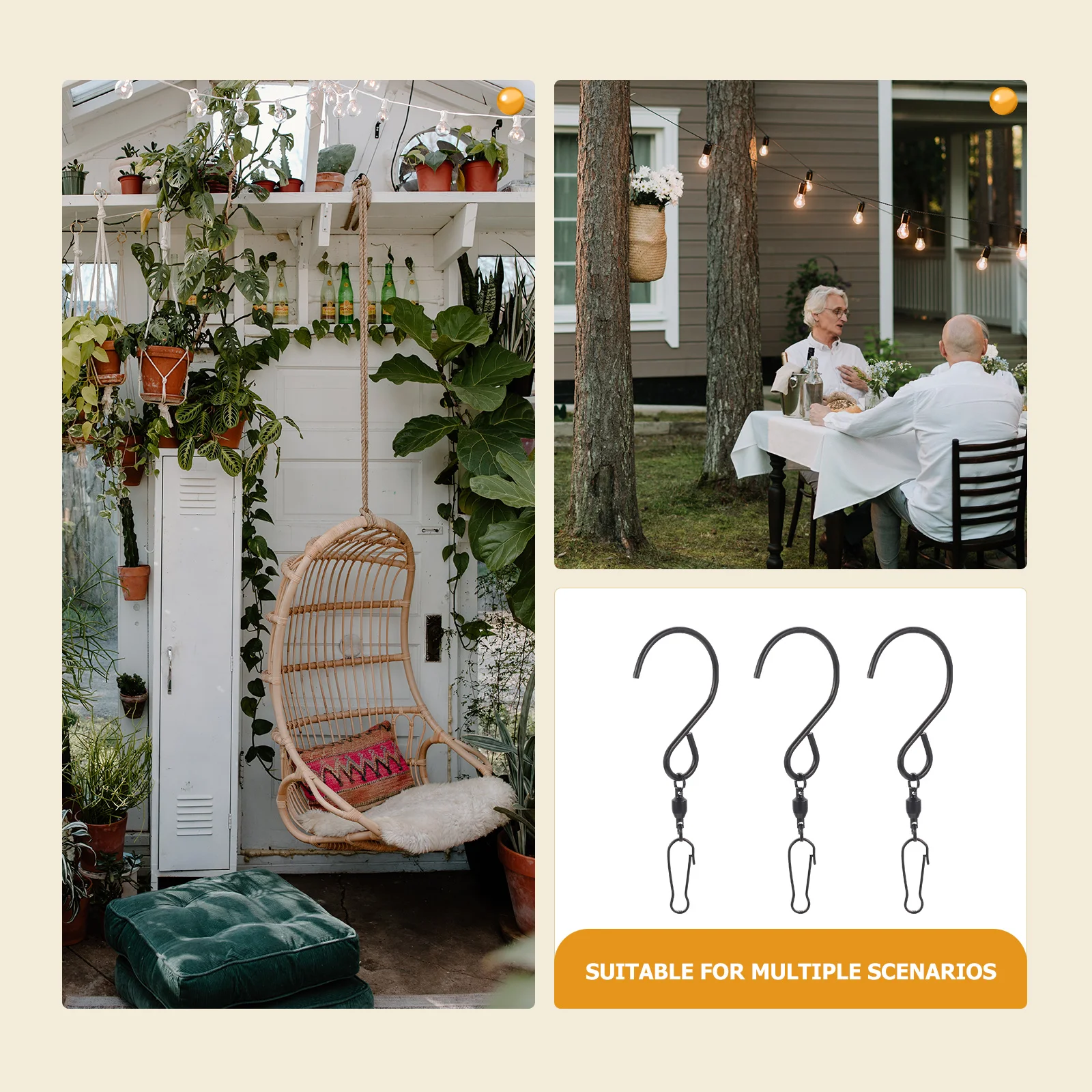 10 Pcs Wind Chime Hook Swivel Hooks Windbell Hanger Rotating Chimes Hangers Hanging Clips Display Heavy Duty Clothes Rack