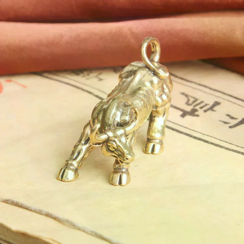 Brass Bull Wall Street Cattle Sculpture Copper Cow Statue Mascot Exquisite Crafts Ornament Office Decoration Business Gift 1pcs