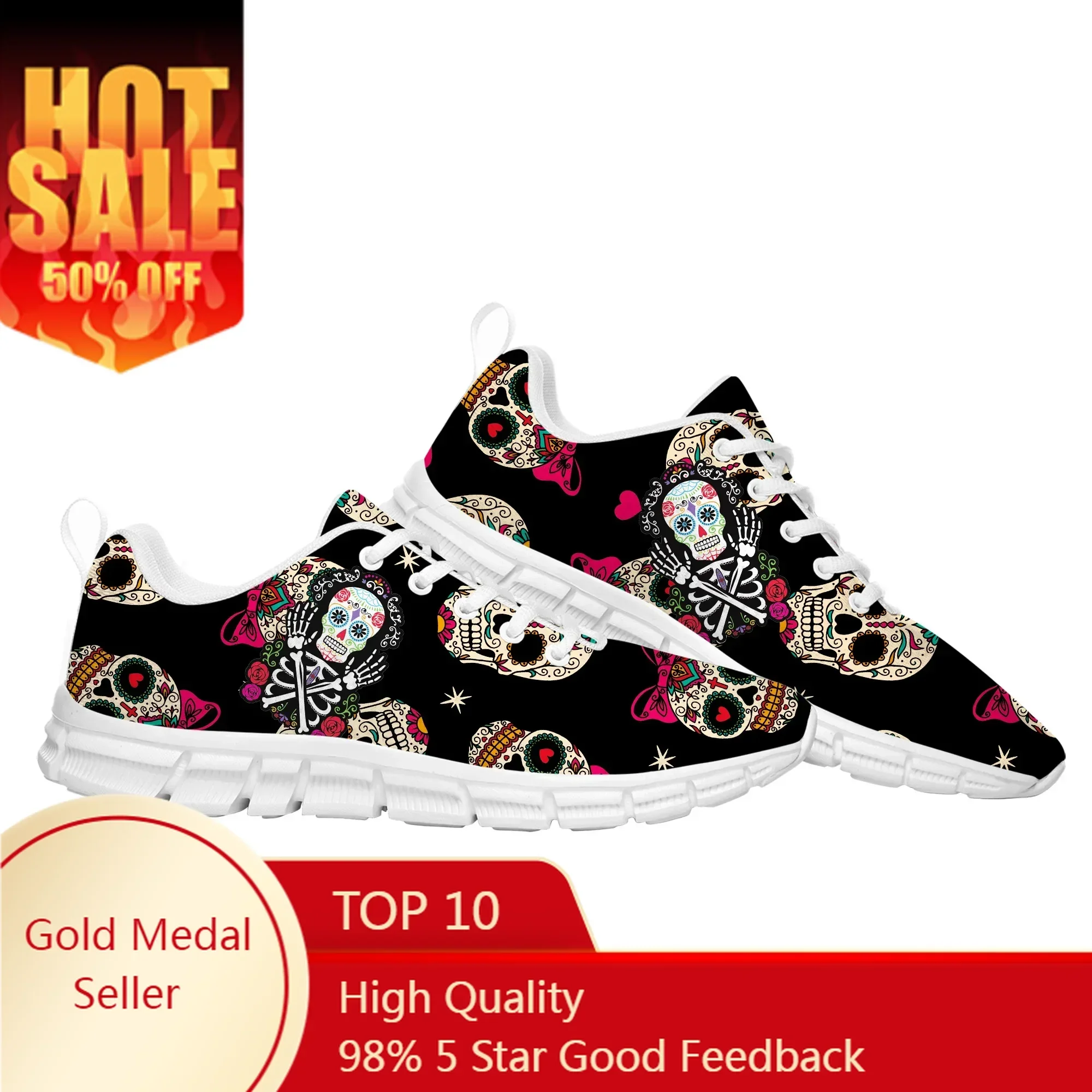 

Day of The Dead Pattern Design Sports Shoes Mens Womens Teenager Kids Children Sneakers Couple Custom Made High Quality Shoe