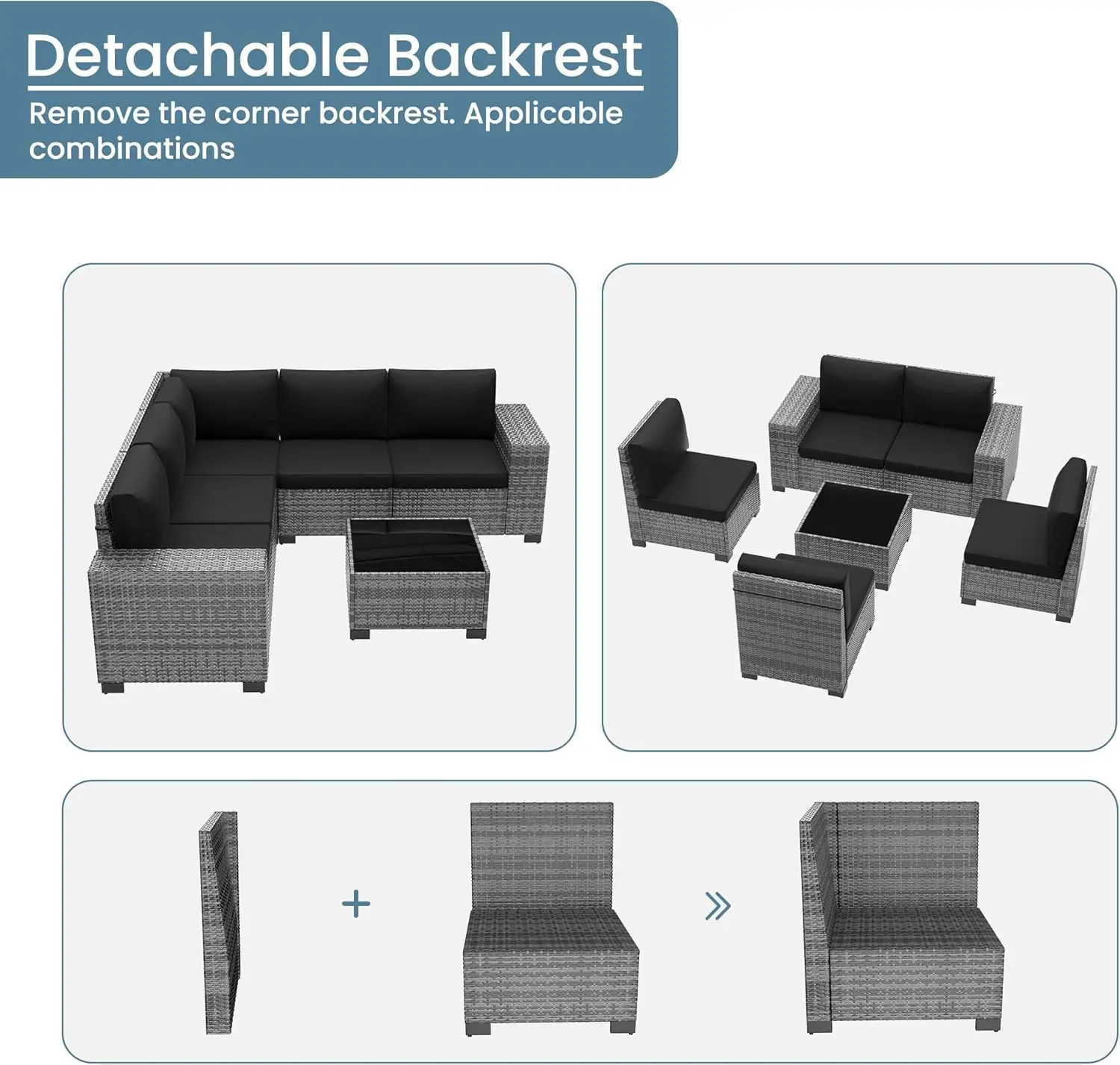 Outdoor-Schnitt möbel Set Rattan Korb weide Gespräch Sofa Set für Veranda Garten Hinterhof Balkon