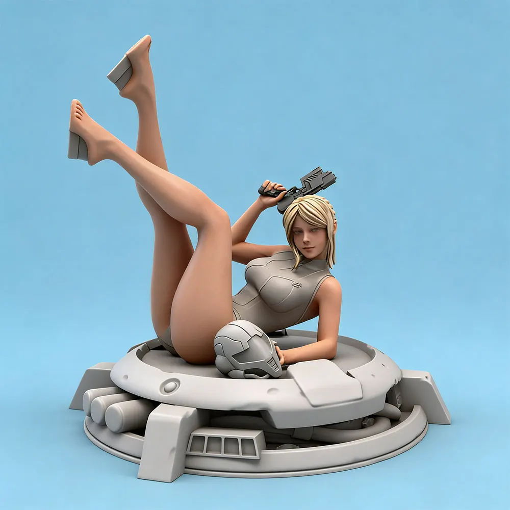 1/24 Scale Miniature 75mm Figure Toy Model Kit, Motorcycle Helmet Girl Figure, Sexy Assassin, Beautiful Assassin Secret Agent Model Hands, Unpainted, Resin Model That Requires Hand Painting, Suitable for Gaming and Collecting.