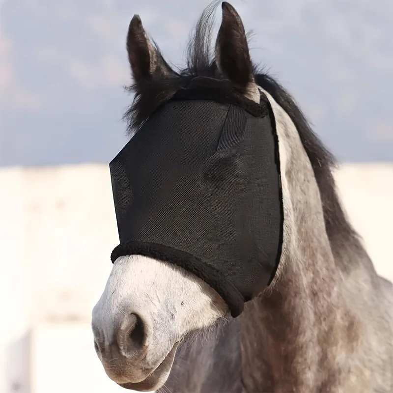 Equestrian Mesh Horse Face Mask with Sun Shade Bug Repellent and Ventilated Design Horse Headgear for Protection and Comfort
