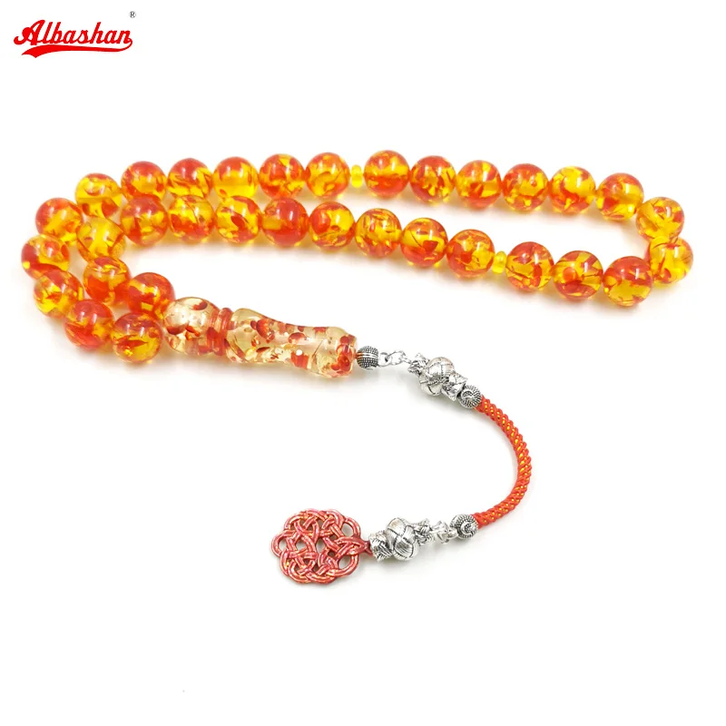 Tasbih Resin The color of ambers Muslim prayer beads Gift islamic rosary Red turkish acessories misbaha arabic Fashion bracelet