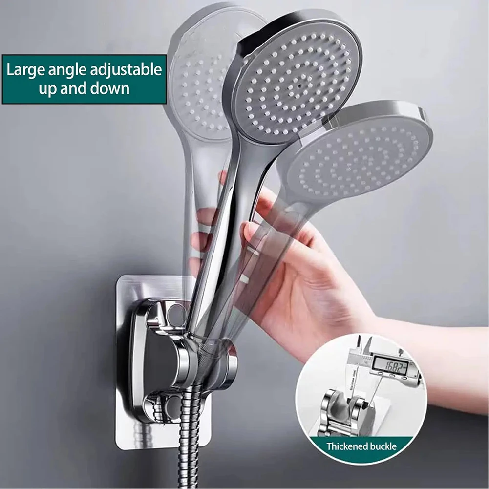 Adjustable thickened bathroom shower bracket with space aluminum material compatible with most shower heads silver gray