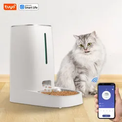 Wi-Fi Enabled 4L Pet Feeder for Cats and Dogs,APP Control,Stainless Steel Bowls,Low Food Alarm,For IPETMON/Tuya /smart lifeAPP