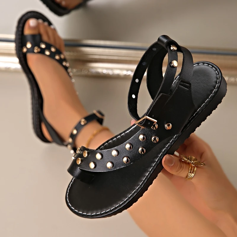 

Летние модные сандалии больших размеров для женщин 2026: Новая коллекция женской обуви, универсальные плоские римские сандалии, пляжные сандалии