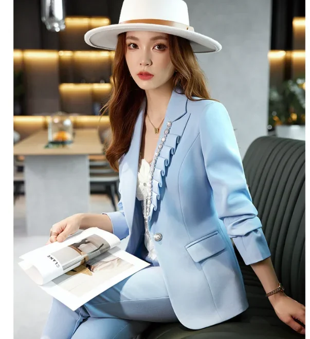 High Quality Temperament Business Office Suit Coat Women Heavy Beads Diamond Blazer Jacket Female 2022 Spring Summer New Clothes