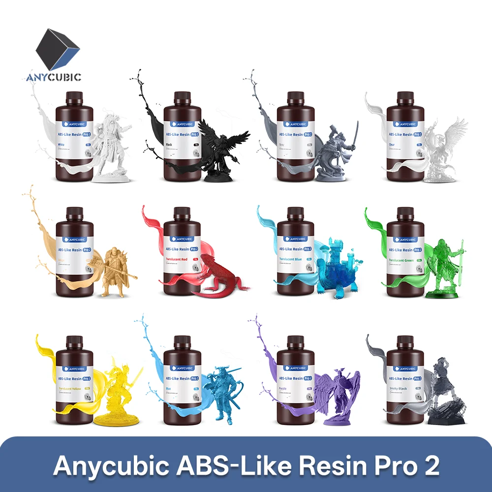 

Новейший Anycubic ABS-Like+ Resin Pro 2 Быстрое УФ-отверждение 405 нм Стандартная фотополимерная смола ABS 3D-смола Высокая точность для ЖК-дисплея