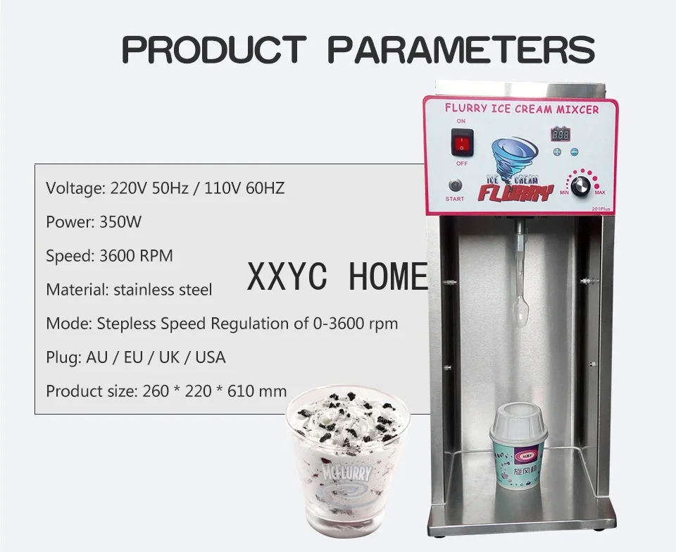 MC Flurry Ice cream mixer 350W Frozen Ice cream machine 3600rpm MC Frozen yogurt mixer Stepless Milk shaker machine