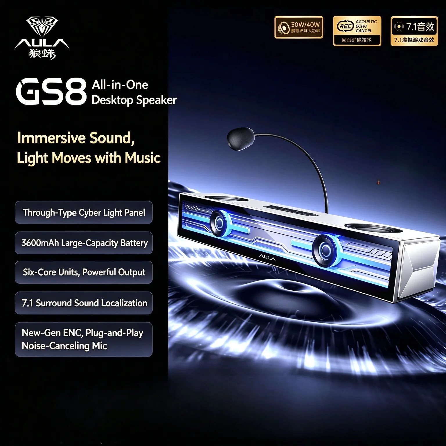 Barra de sonido para juegos AU - Rgb Computer Soundbar For Pc reseña y precio