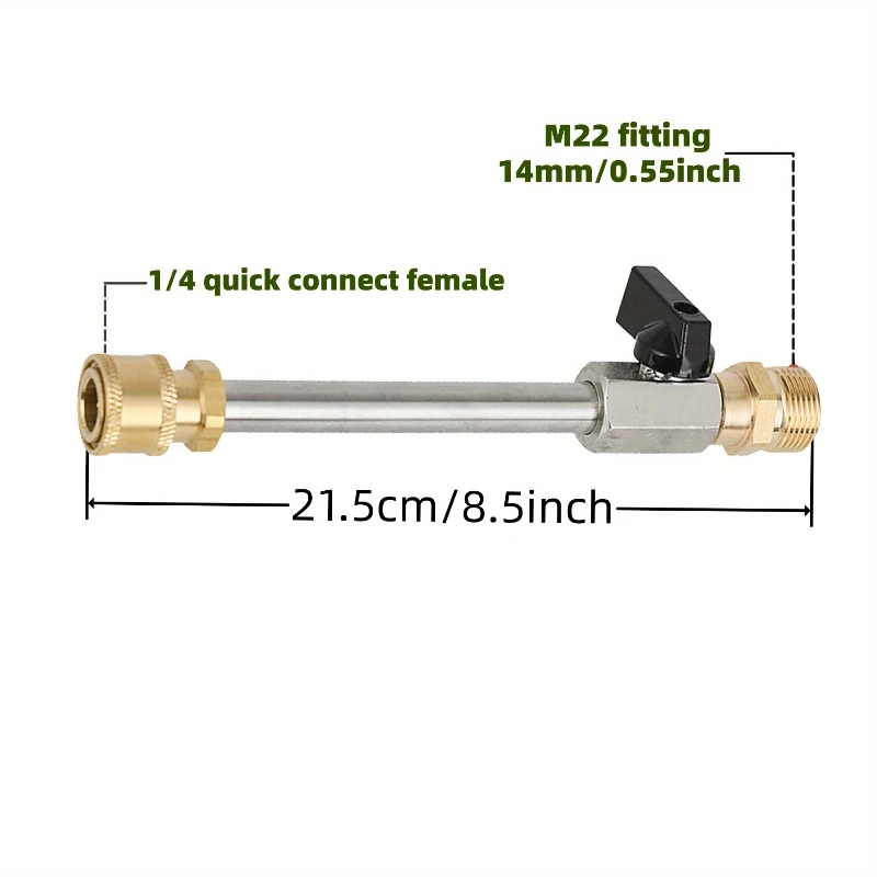 2200PSI High Pressure Washer Ball Valve Gun with 1/4 Inch Quick Connect Plug 8.5inch for Power Washer M22/14mm Hose Wand