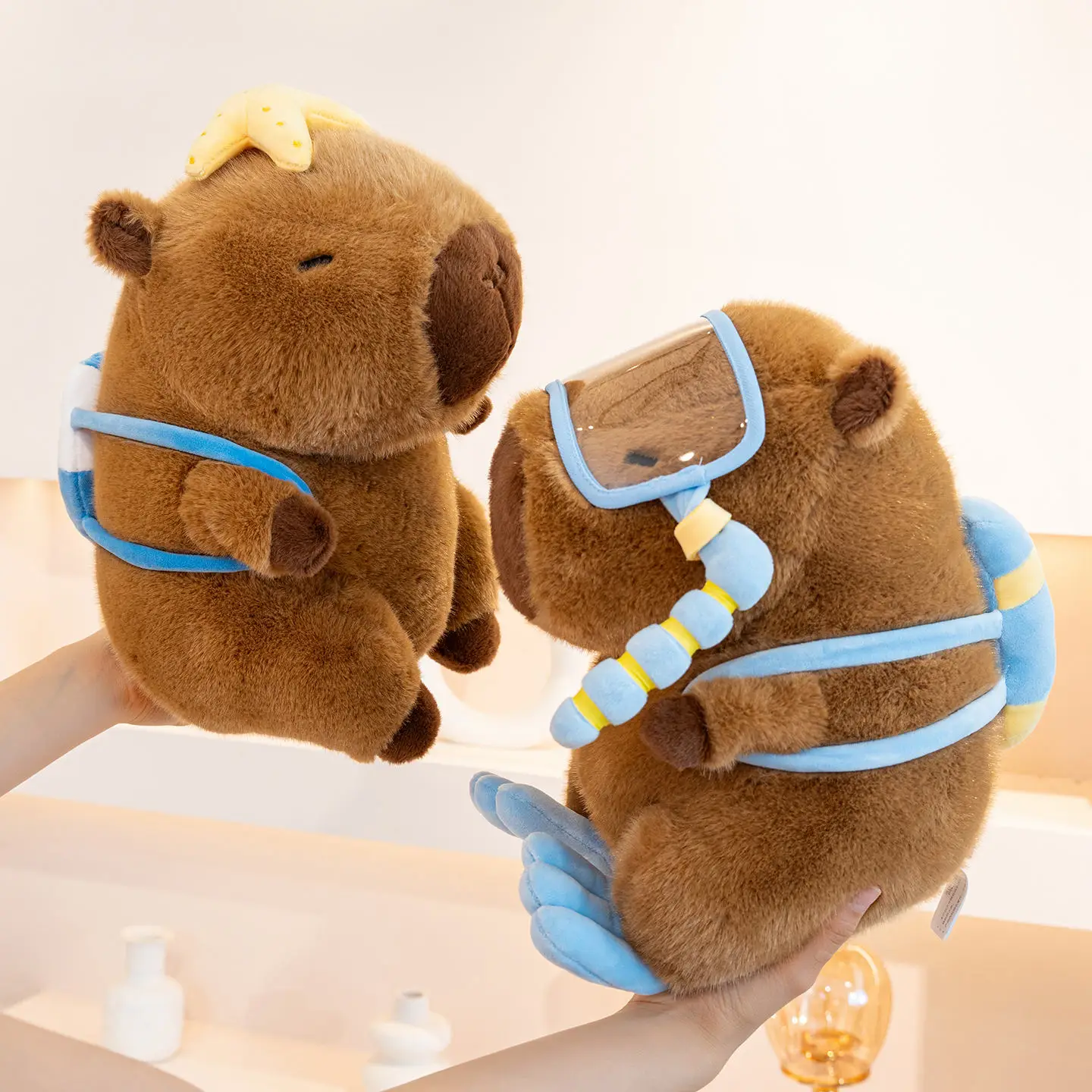 22/30cm Cartoon Fun Summer Sports Capybara Plush Doll Ice Cream Coconut Swimming Football Backpack Capybara Plush Toy Home Decor
