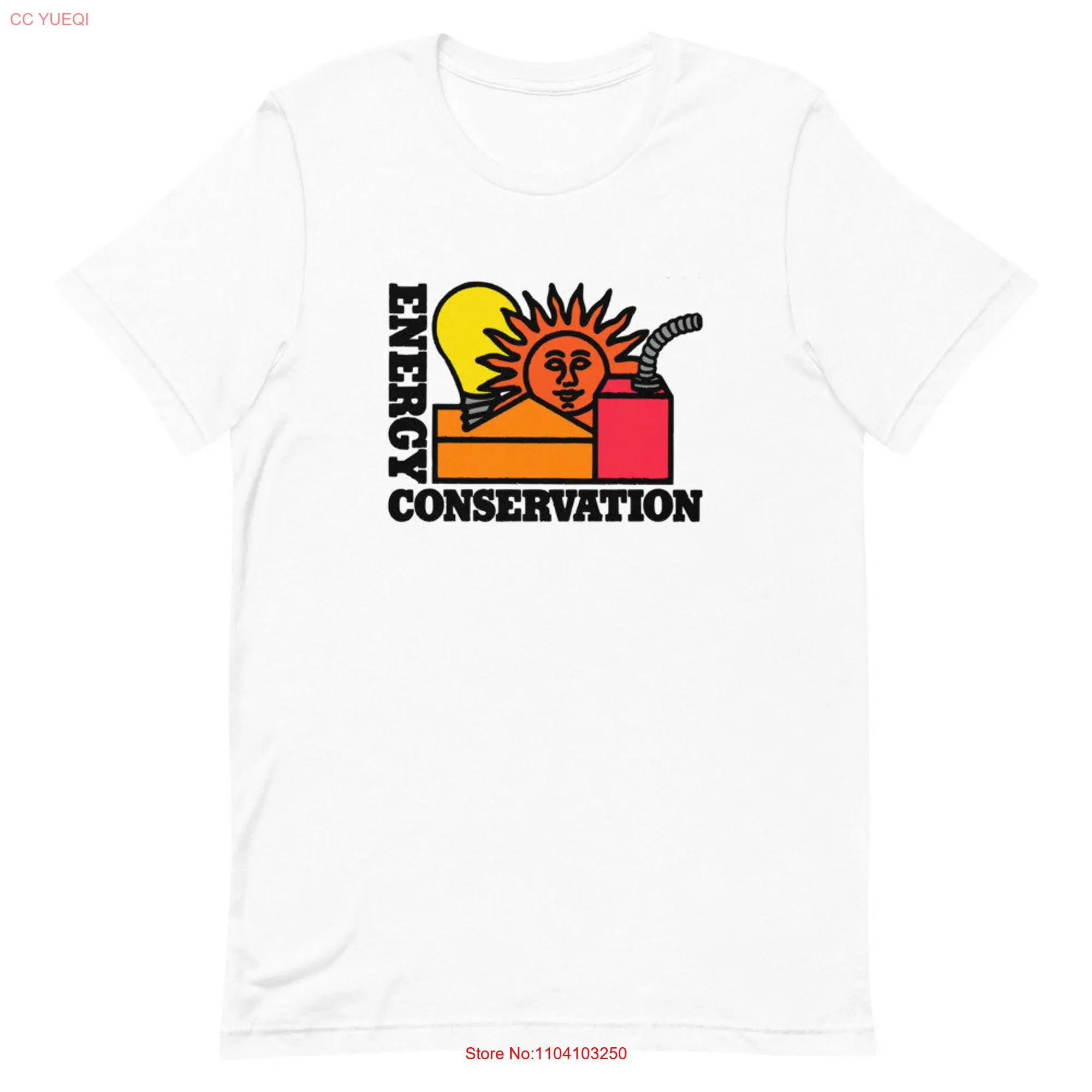 Energy Conservation Hero Team of Sun Light Bulb and Gas Can Vintage US Stamp design T shirt long or short sleeves