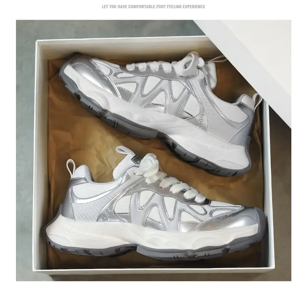 

2025 Summer New Women's Distressed Platform Sneakers Block Versatile Height Couple Shoes Casual Sports Shoes Running Shoes