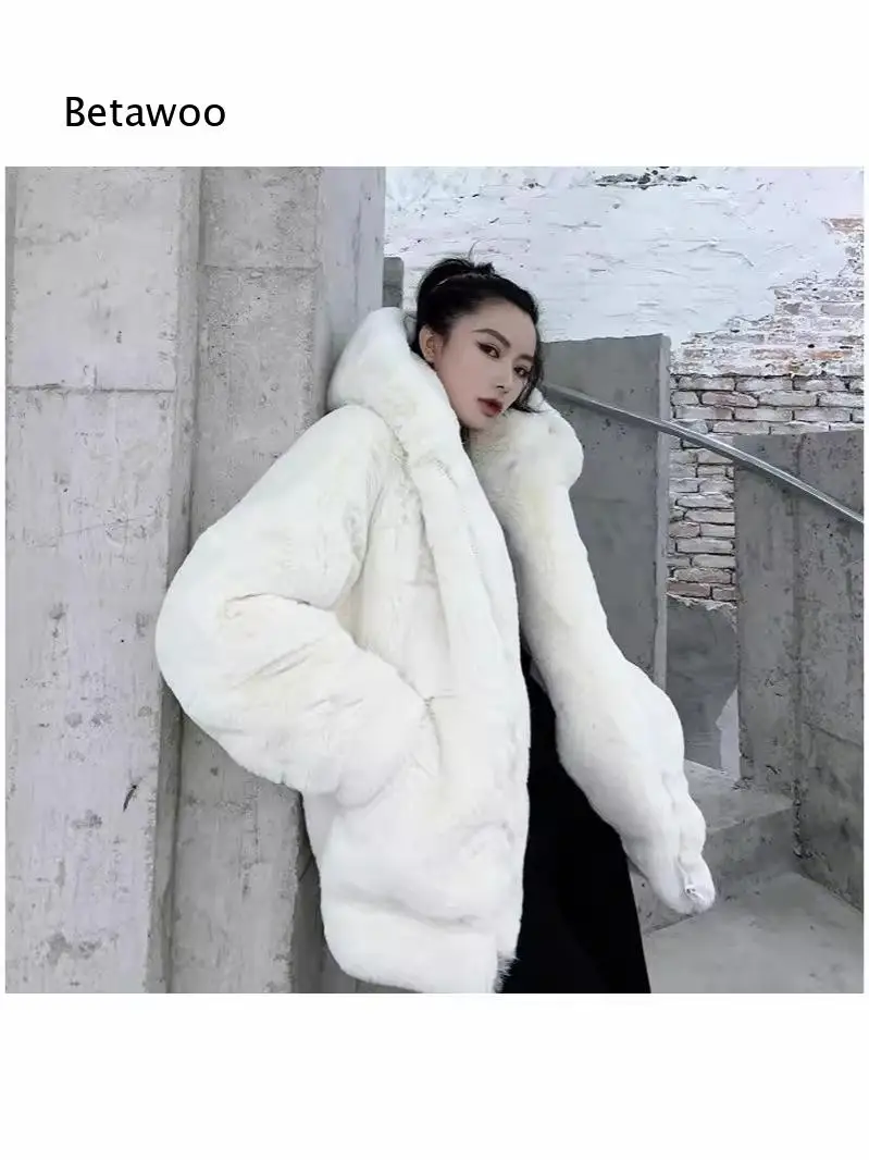 Zip Up Hooded Faux Fur Short Coat For Women Soft Plush Long Sleeve Loose Fit Outerwear For Cold Weather Dating And Party