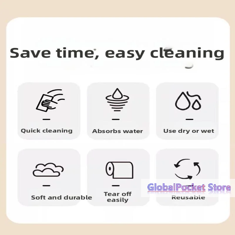 [TG823]Tearable Microfiber Cleaning Cloth Roll Reusable With Cute Prints For Kitchen Wiping Home Use