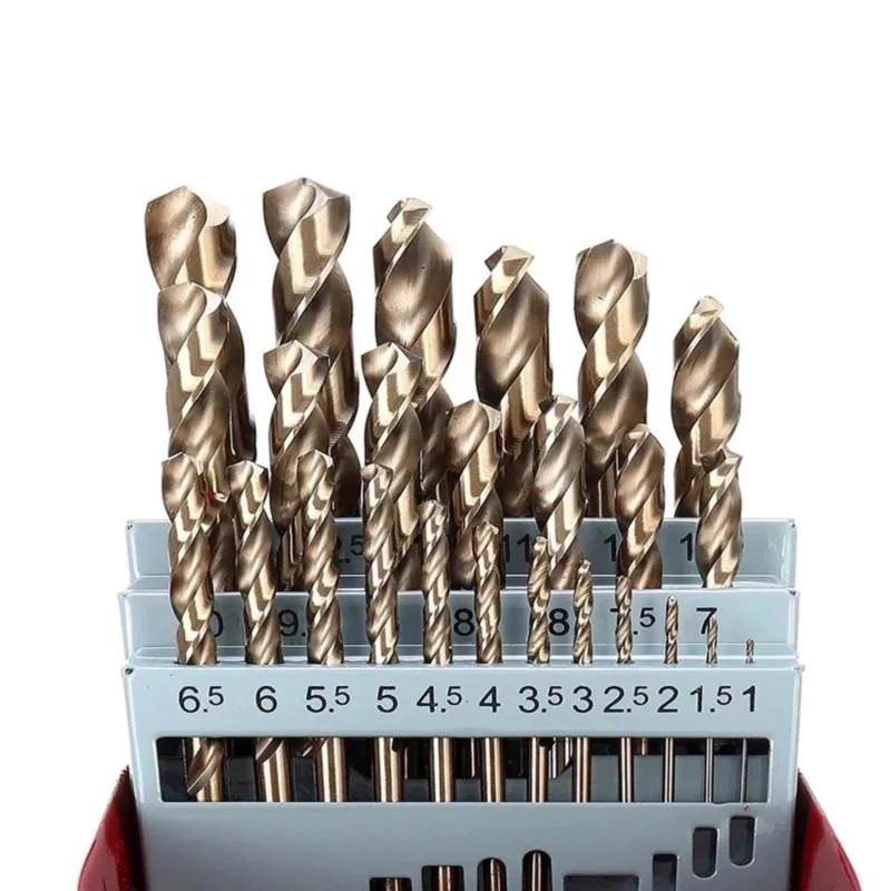 DT16 25PCS M35 Cobalt Twist Drill Bit Set, High Speed Steel Drill Bits for Metal and Wood Drilling, with Iron Storage Box