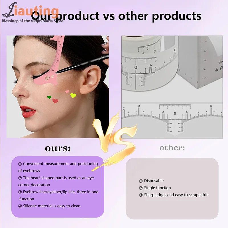 Beauty Ruler Reusable Lipstick Positioning Eyeliner Stencils Winged Tip Eyeliner Aid Eyebrow Stencil Multi-Purpose Makeup Tool