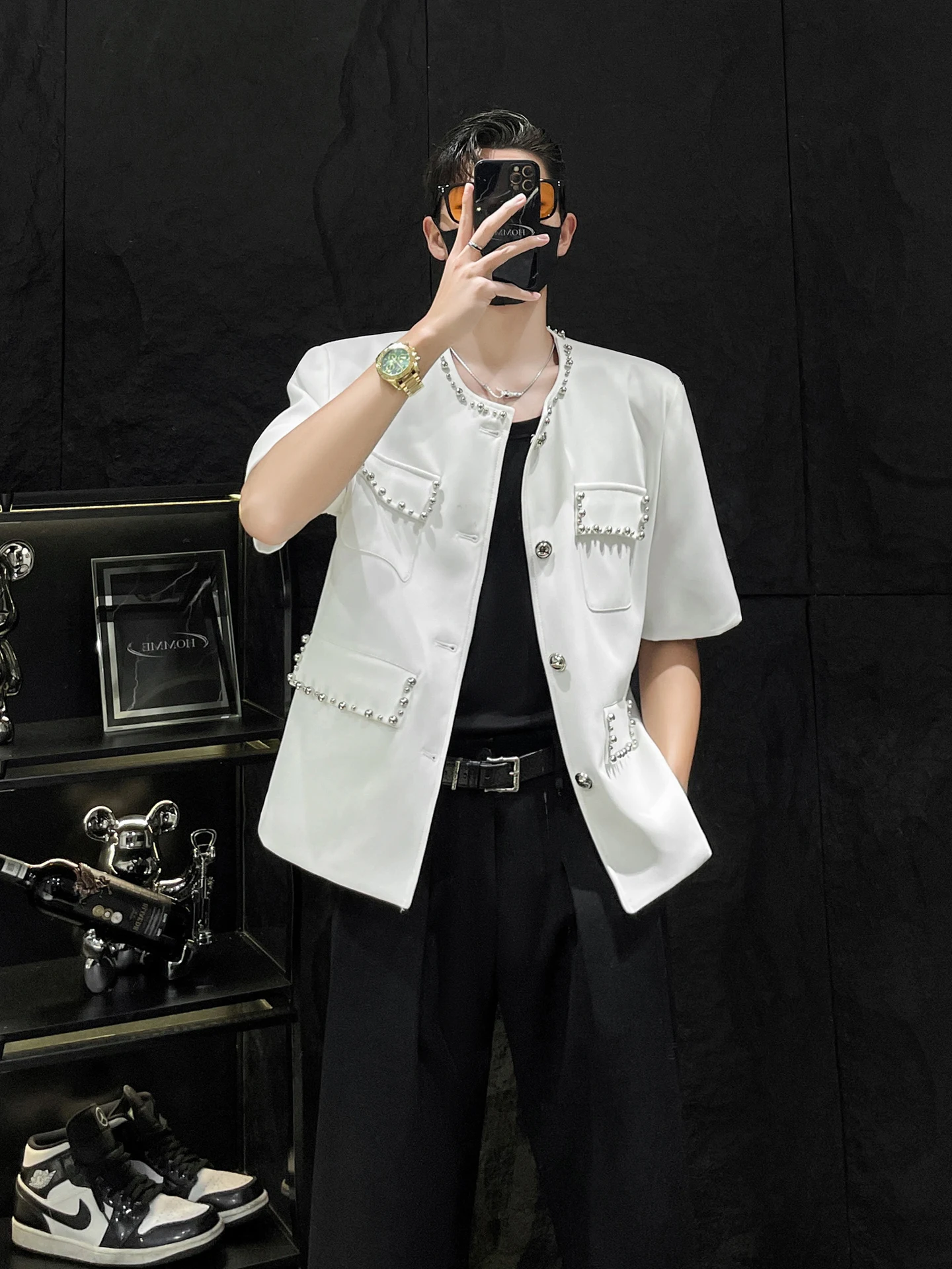 

Мужская летняя куртка Homme Ort Sve Jaet из полиэстера с металлическими заклепками, свободного кроя, молодежная, для активного отдыха