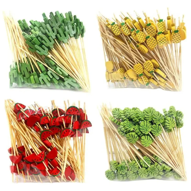 100Pcs Disposable Bamboo Picks Food Fruit Cocktail Toothpicks Handmade Toothpicks Picnic Supplies Decoration