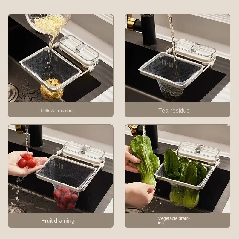Kitchen Sink Filter Rack Suction Cup Disposable Leftover Leftovers Filter Pocket Kitchen Garbage Drain Rack Sink Strainer