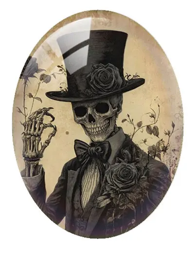 10pcs/lot Halloween Gothic Black Dark Skull Moon Flower Night Oval Photo Glass Cabochon Flatback Demo Cameo Diy Jewelry Making view 3