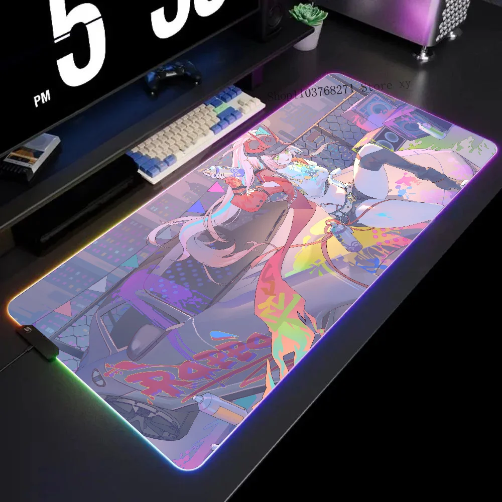 

Rappa Honkai Star Rail Girl Mousepad XXL RGB Gaming Mouse Pads HD Black Gamer Accessories Large LED