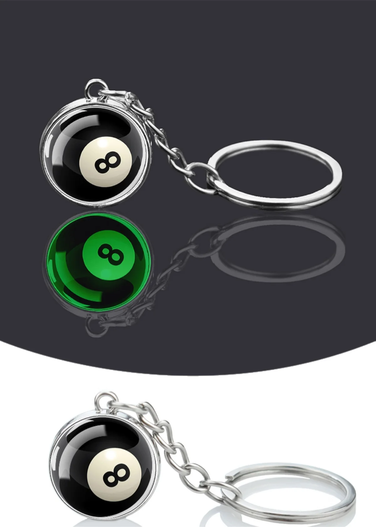 Billiards Round Glass Keychain Car Keychain Fashionable and Exquisite Small Accessories Gifts To Family and Friends