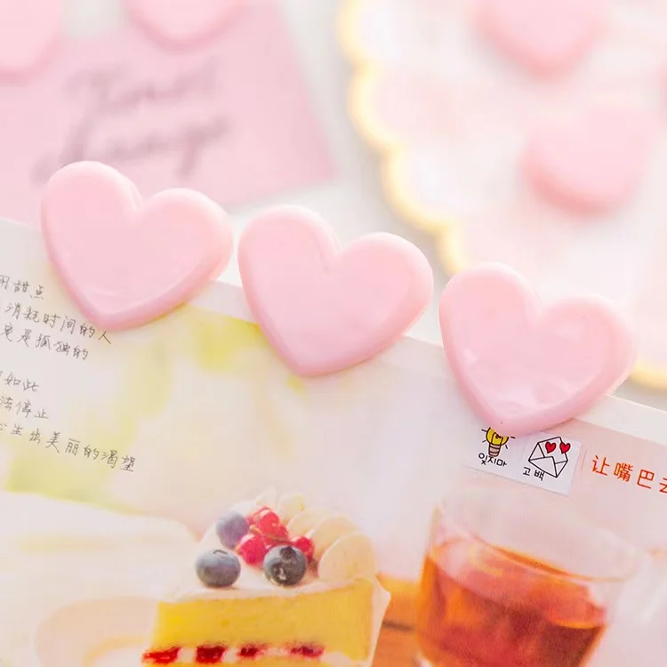 3 pcs Cute Heart Modelling Clip Stationery Clip Hand Account Clip Small Clip Decorative Paper Binder Clips