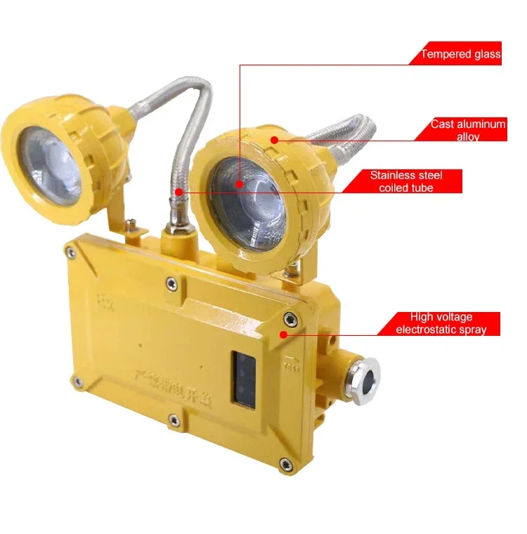 LEDUN - Ip66 Explosion Proof Atex Emergency Light 2*3W Led Double-headed Emergency Exit Indicator Light Waterproof Light White