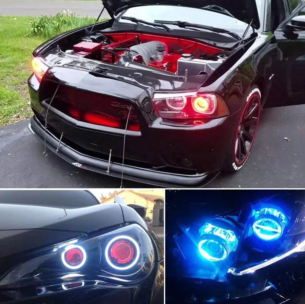 1set APP control Car Led Devil Eye Demon Evil Eyes DRL LED RGB 2.5 3.0 fari proiettore Lenscar Angel Eye accessori per auto