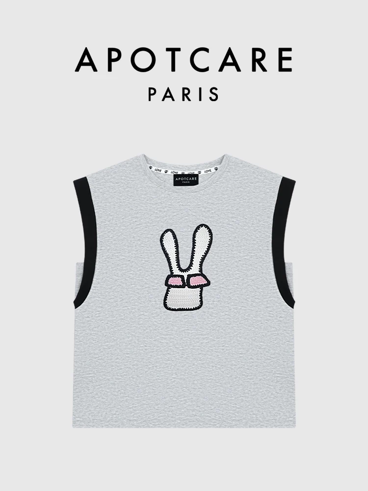 

New Arrival APOTCARE Official Website Cartoon Rabbit round Ne Svel T-irt Women Summer Top Comfortable Cotton Blend
