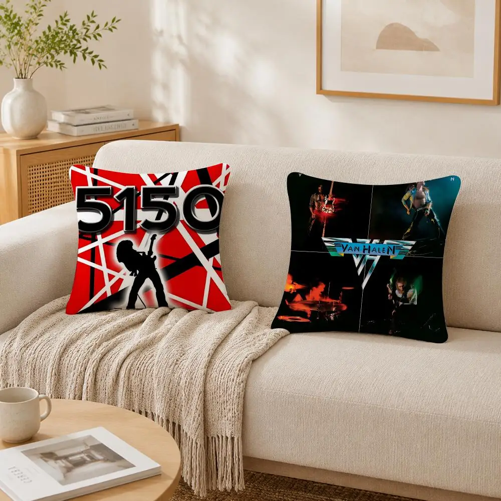 Hot Music Band V-Van H-Halen Cushion Cover Plush Decorative Pillow Case With Hidden Zipper Fashion Room Decor For Home