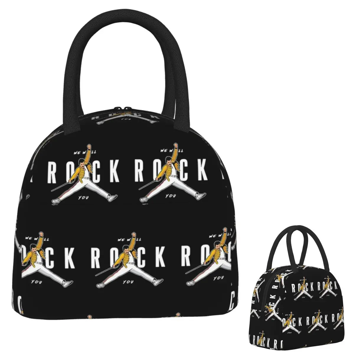 

We Will Rock You Freddie Mercury Lunch Bags Insulated Bento Box Portable Lunch Tote Picnic Bags Cooler Bag for Woman Kids Office